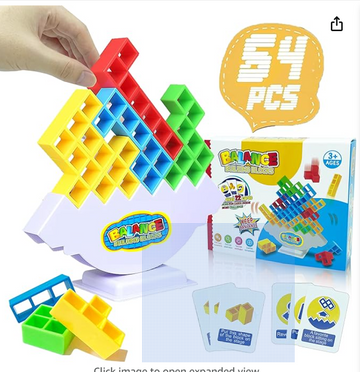 Aimery 64 Pcs Tetra Tower Game Balance Stacking Blocks with 2 Base, Two Player Balancing Board Games for Kids & Adults, Team Building STEM Toys for Family, Parties, Travel